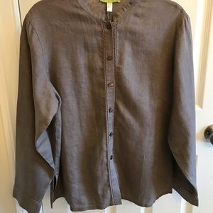 Sigrid Olsen linen shirt with fagoting detail.